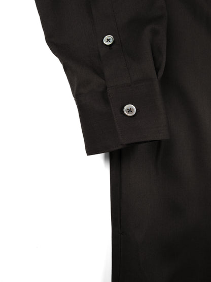 Super130's WOOL CHAMBRAY GABARDINE SHIRTS DRESS｜BLACK BROWN