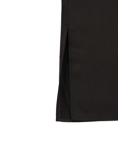 Super130's WOOL CHAMBRAY GABARDINE SHIRTS DRESS｜BLACK BROWN