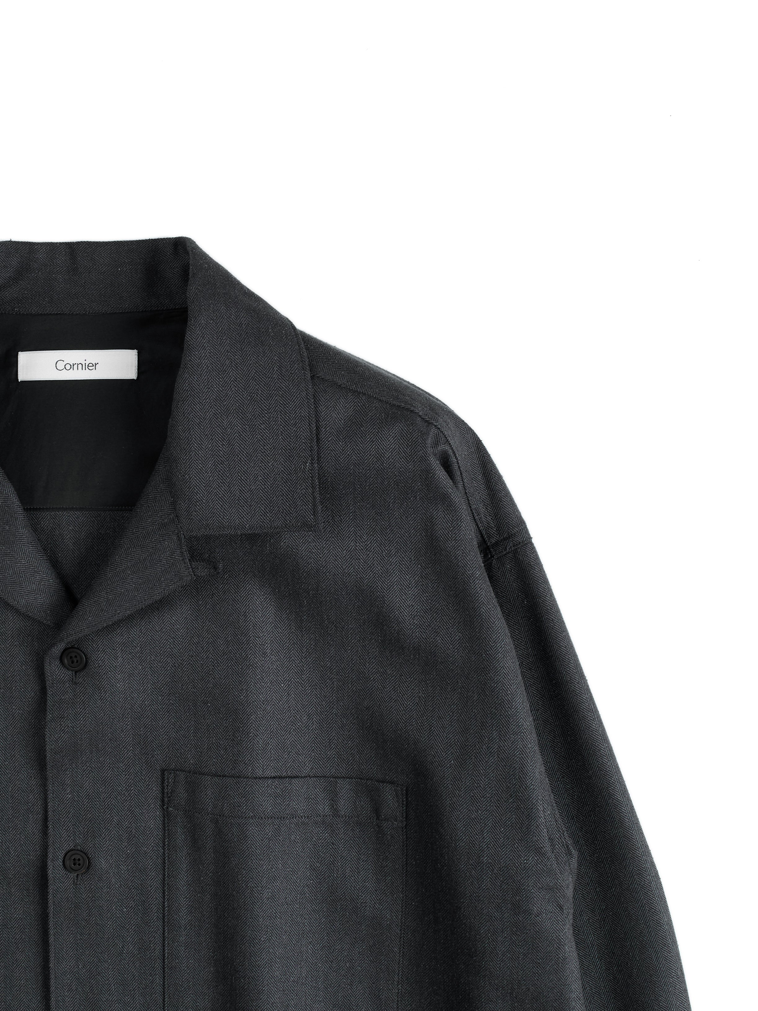 Super130's WOOL/SILK HERRINGBONE SHIRTS｜CHARCOAL – Cornier