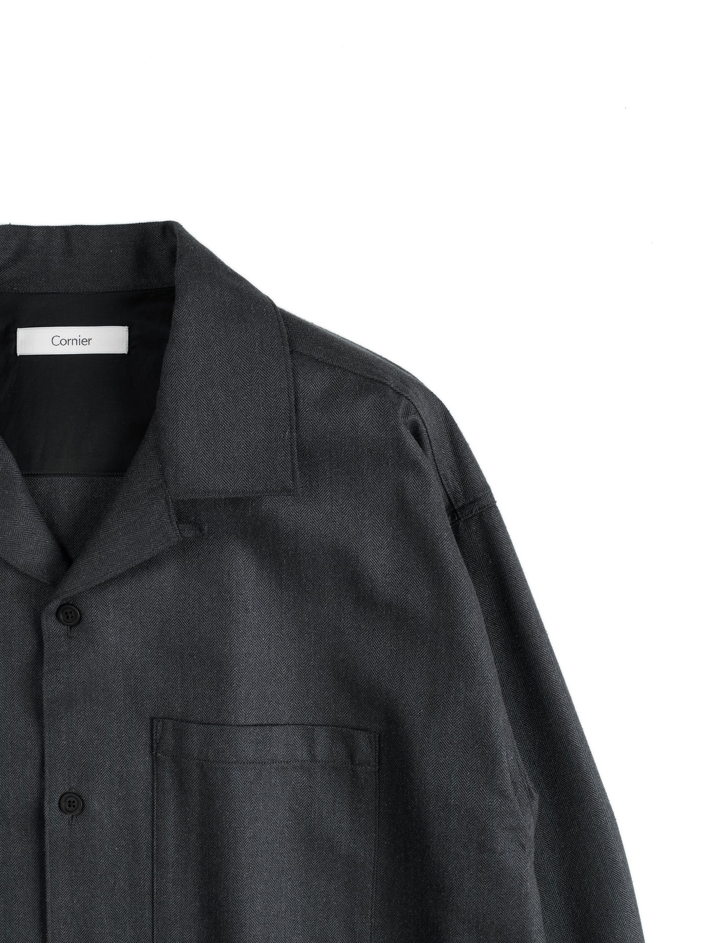 Super130's WOOL/SILK HERRINGBONE SHIRTS｜CHARCOAL