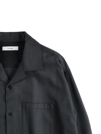 Super130's WOOL/SILK HERRINGBONE SHIRTS｜CHARCOAL