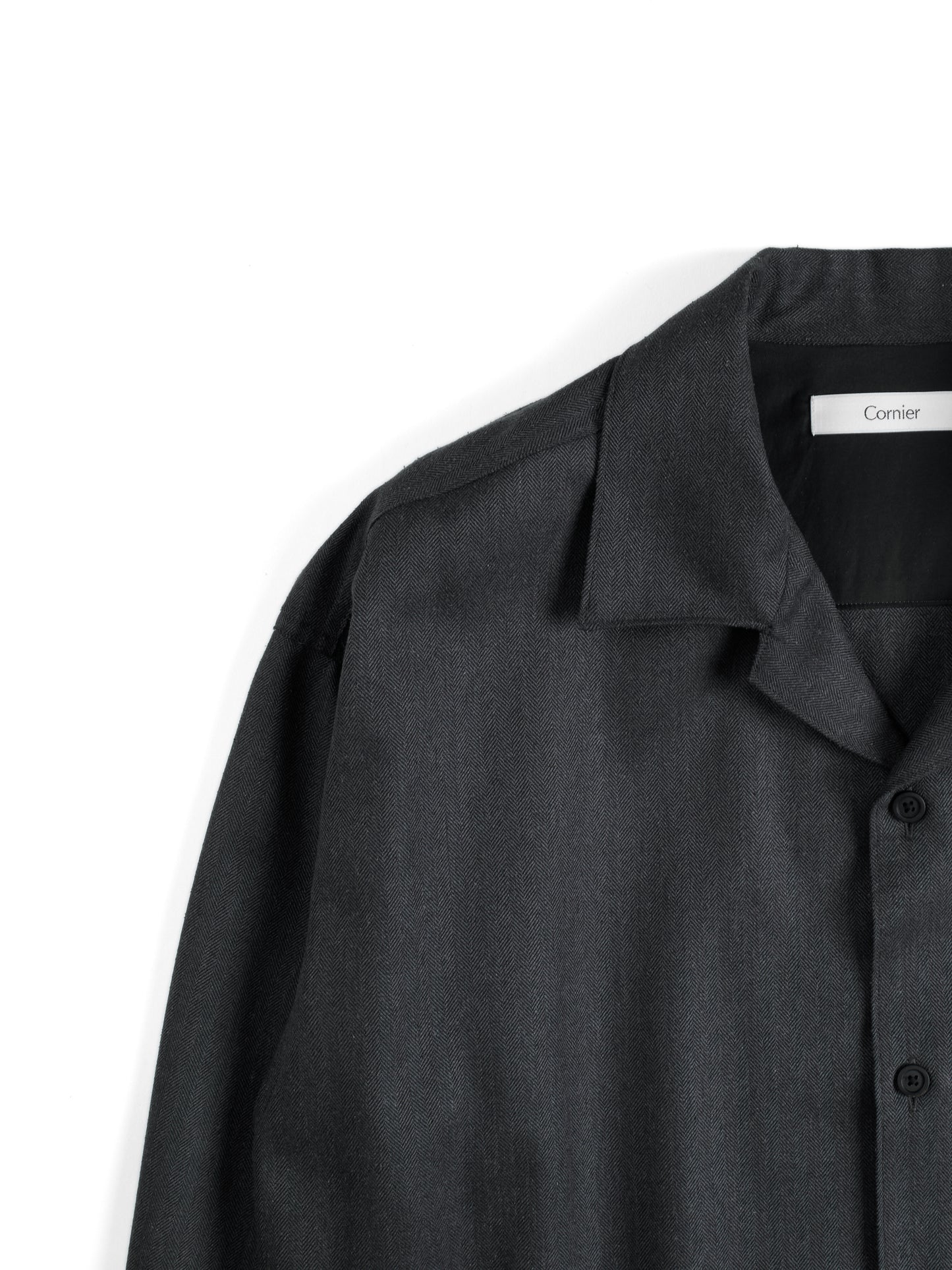 Super130's WOOL/SILK HERRINGBONE SHIRTS｜CHARCOAL