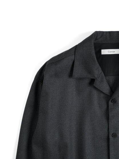 Super130's WOOL/SILK HERRINGBONE SHIRTS｜CHARCOAL