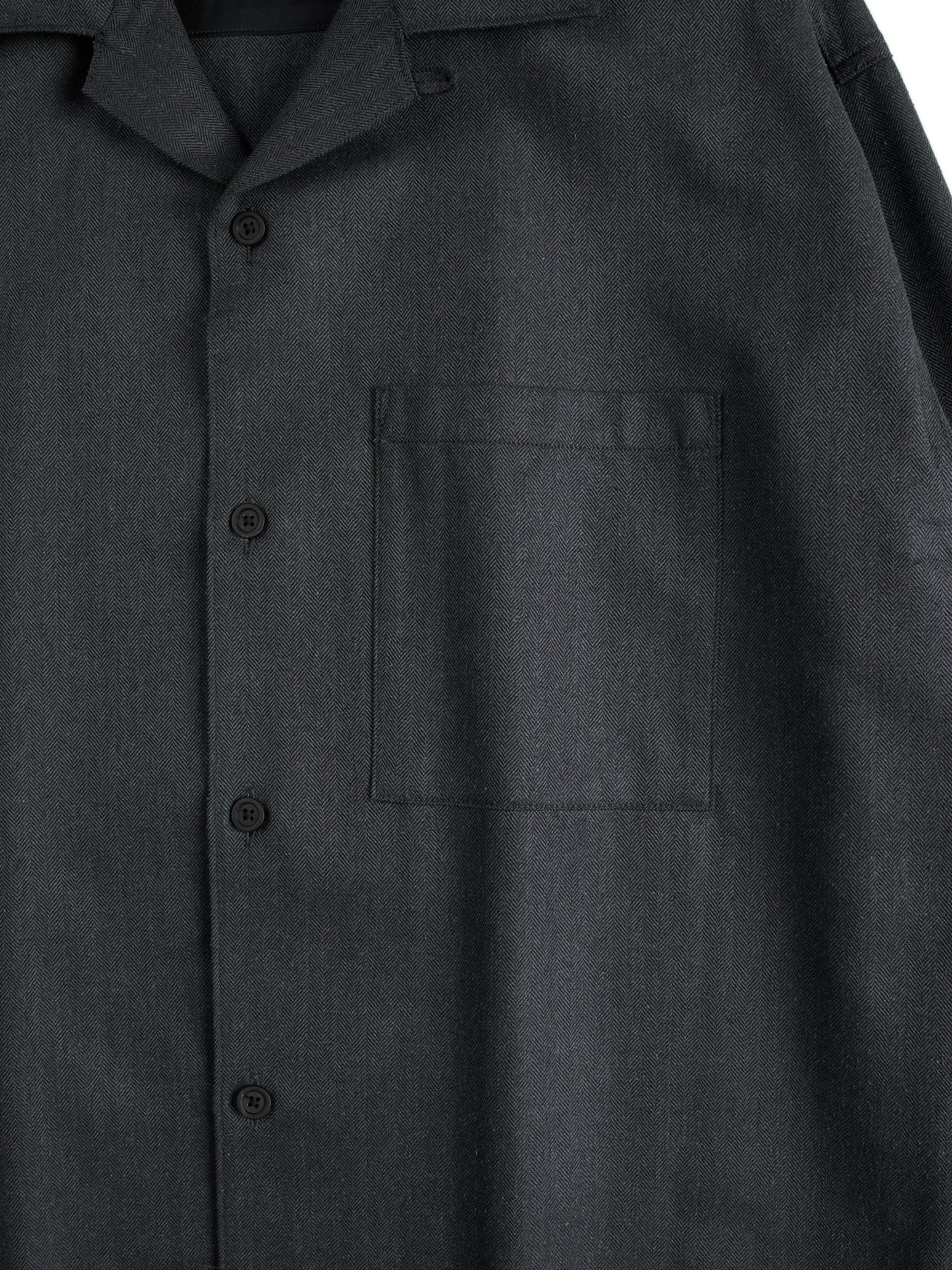 Super130's WOOL/SILK HERRINGBONE SHIRTS｜CHARCOAL