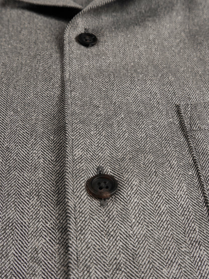 Super130's WOOL/SILK HERRINGBONE SHIRTS｜BROWN