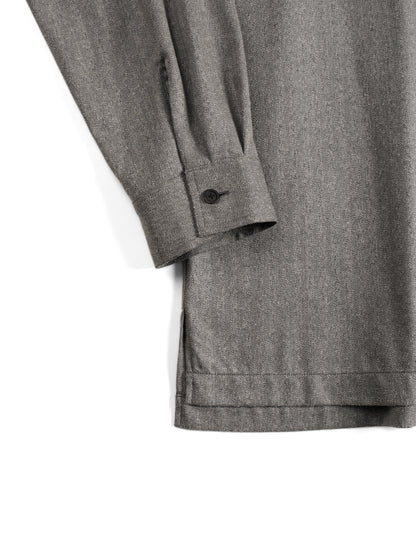 Super130's WOOL/SILK HERRINGBONE SHIRTS｜BROWN