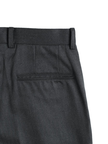 Super130's WOOL/SILK HERRINGBONE SLACKS｜CHARCOAL
