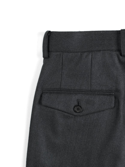 Super130's WOOL/SILK HERRINGBONE SLACKS｜CHARCOAL