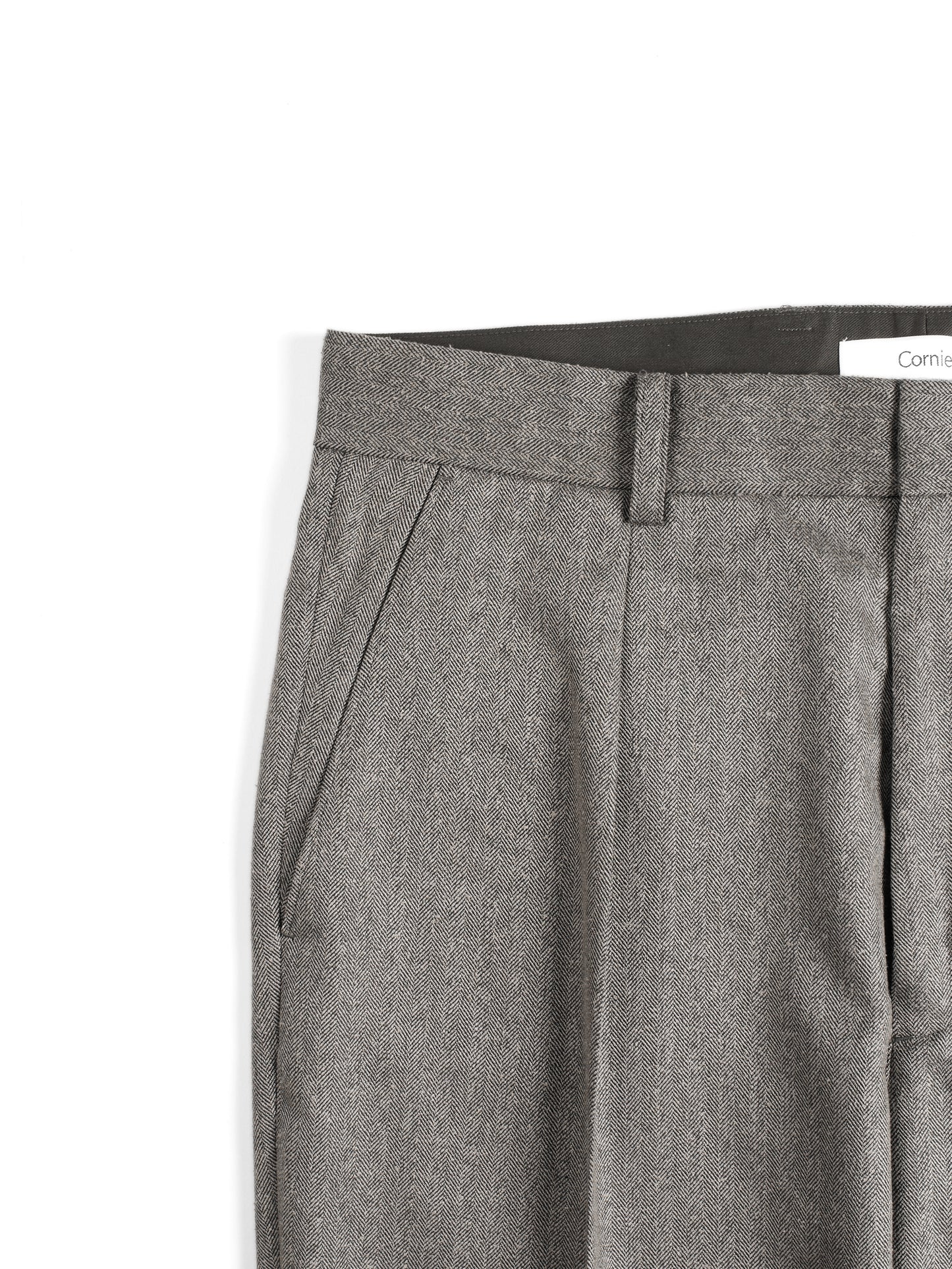 Super130's WOOL/SILK HERRINGBONE SLACKS｜BROWN