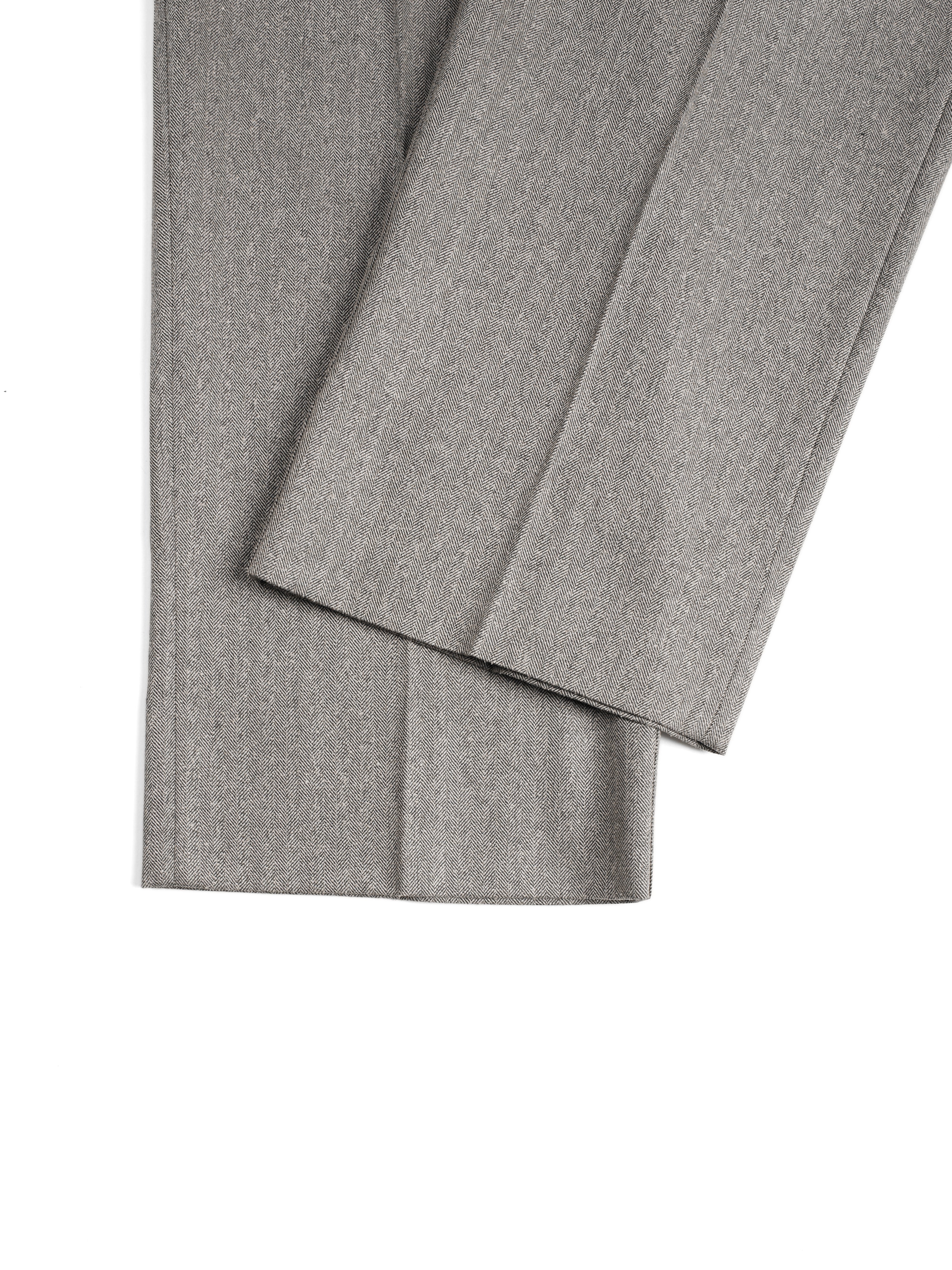 Super130's WOOL/SILK HERRINGBONE SLACKS｜BROWN – Cornier
