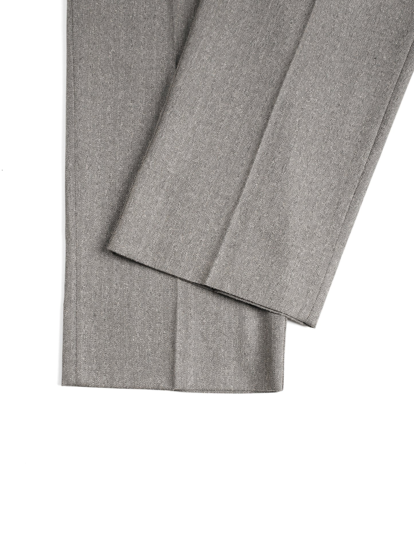Super130's WOOL/SILK HERRINGBONE SLACKS｜BROWN