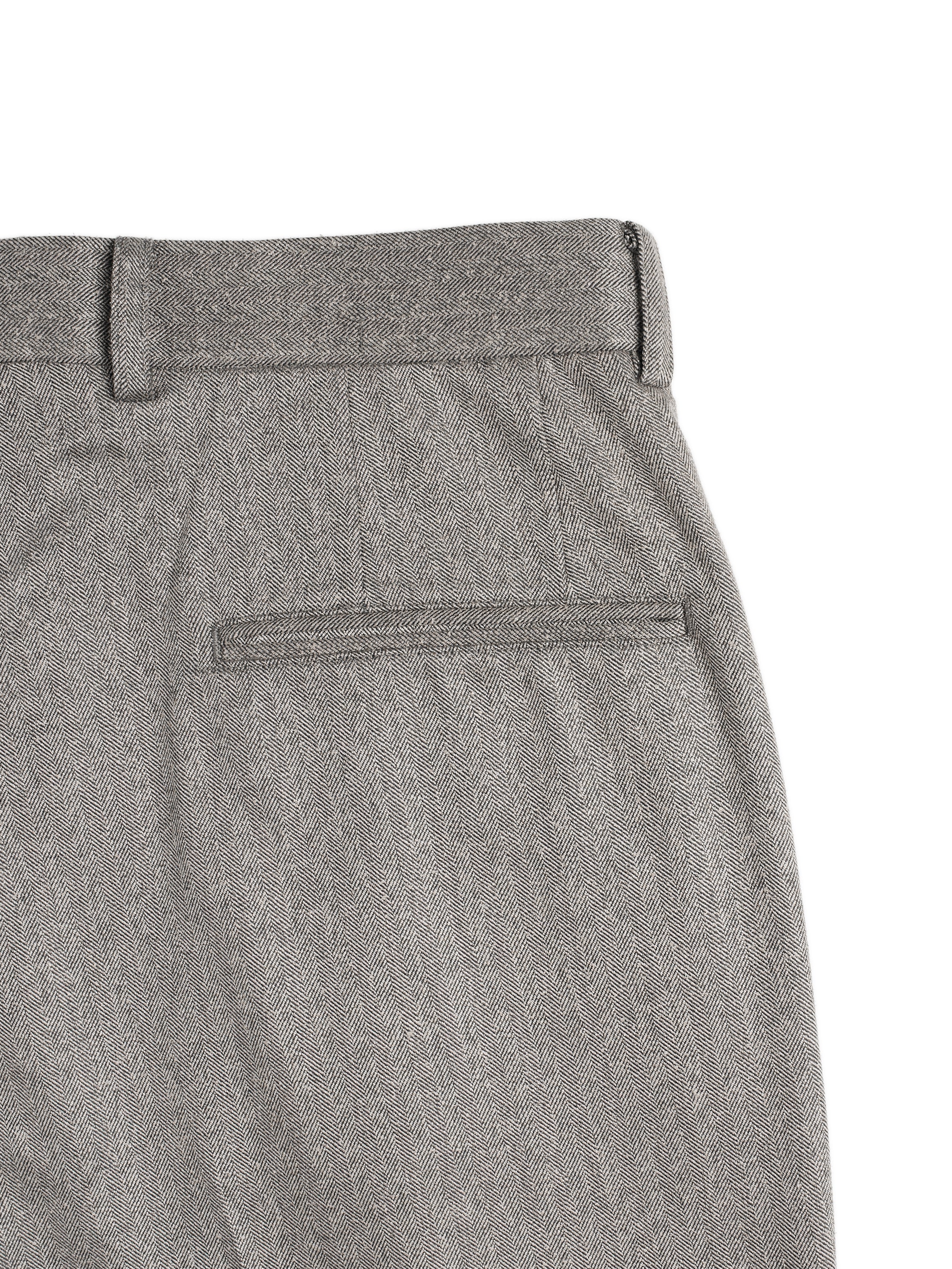 Super130's WOOL/SILK HERRINGBONE SLACKS｜BROWN – Cornier