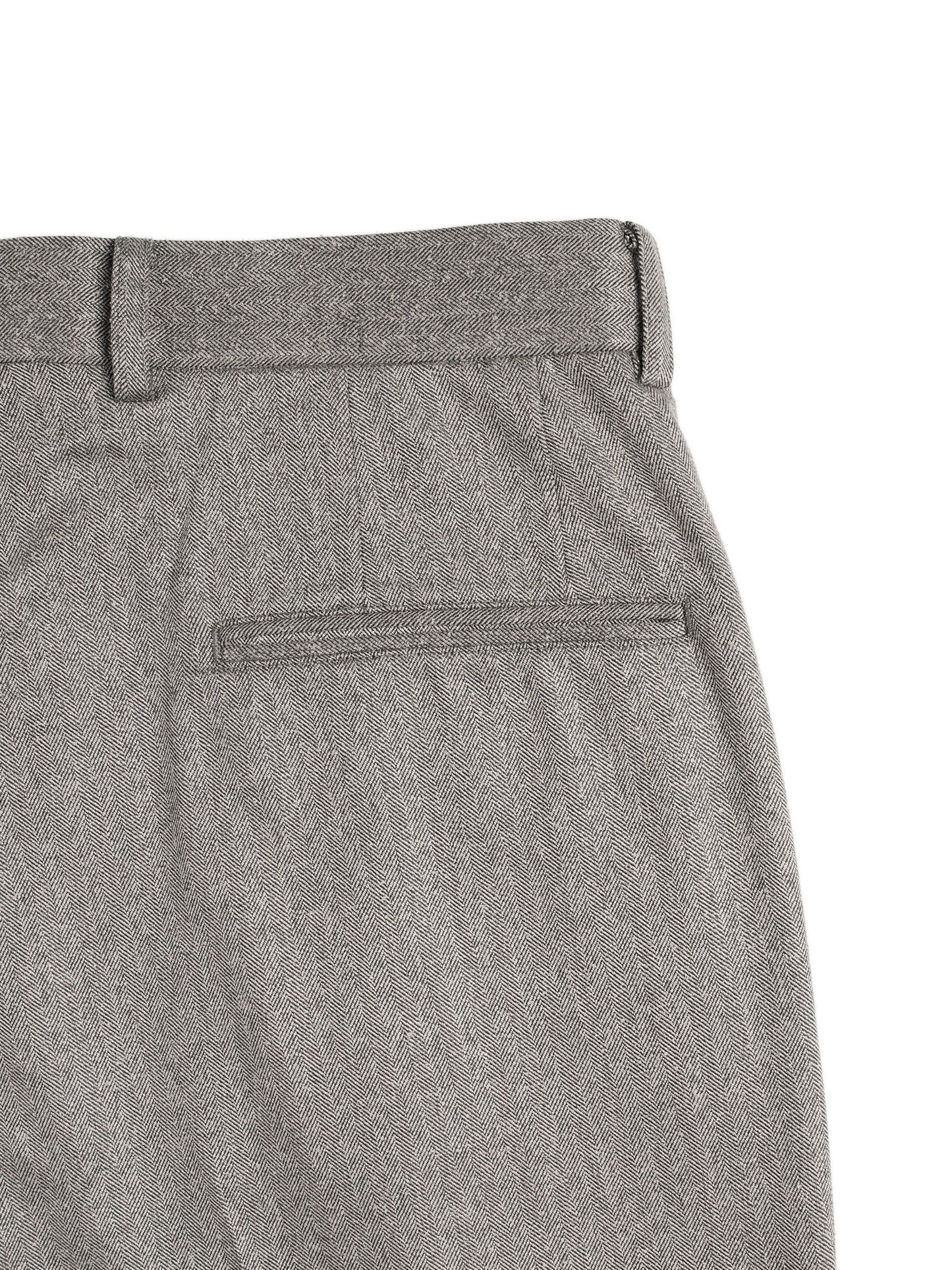 Super130's WOOL/SILK HERRINGBONE SLACKS｜BROWN