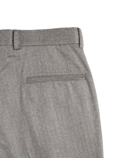 Super130's WOOL/SILK HERRINGBONE SLACKS｜BROWN