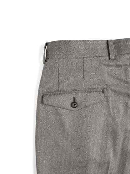 Super130's WOOL/SILK HERRINGBONE SLACKS｜BROWN
