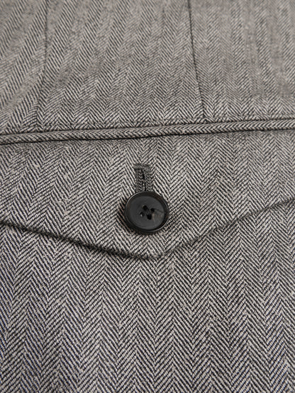 Super130's WOOL/SILK HERRINGBONE SLACKS｜BROWN