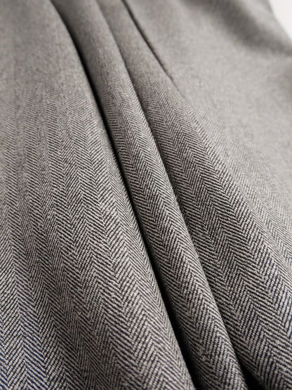 Super130's WOOL/SILK HERRINGBONE SLACKS｜BROWN