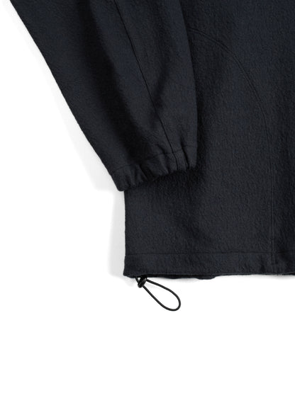Super160's WOOL CRATER JERSEY PULLOVER｜BLACK