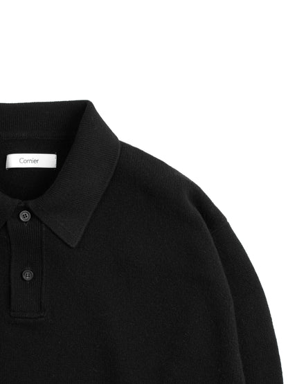Super170's WOOL KNIT POLO SHIRTS｜BLACK