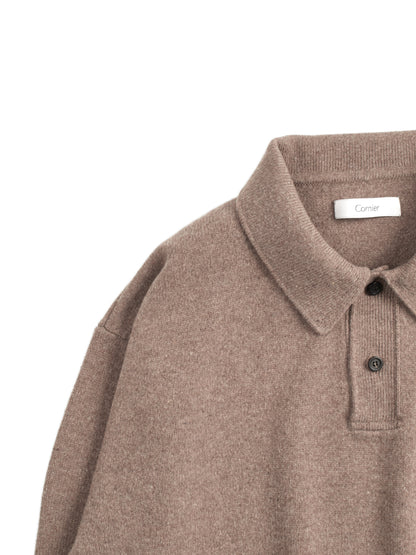 Super170's WOOL KNIT POLO SHIRTS｜TOP BROWN