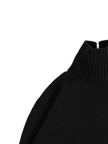 Super170's WOOL KNIT LONG DRESS｜BLACK