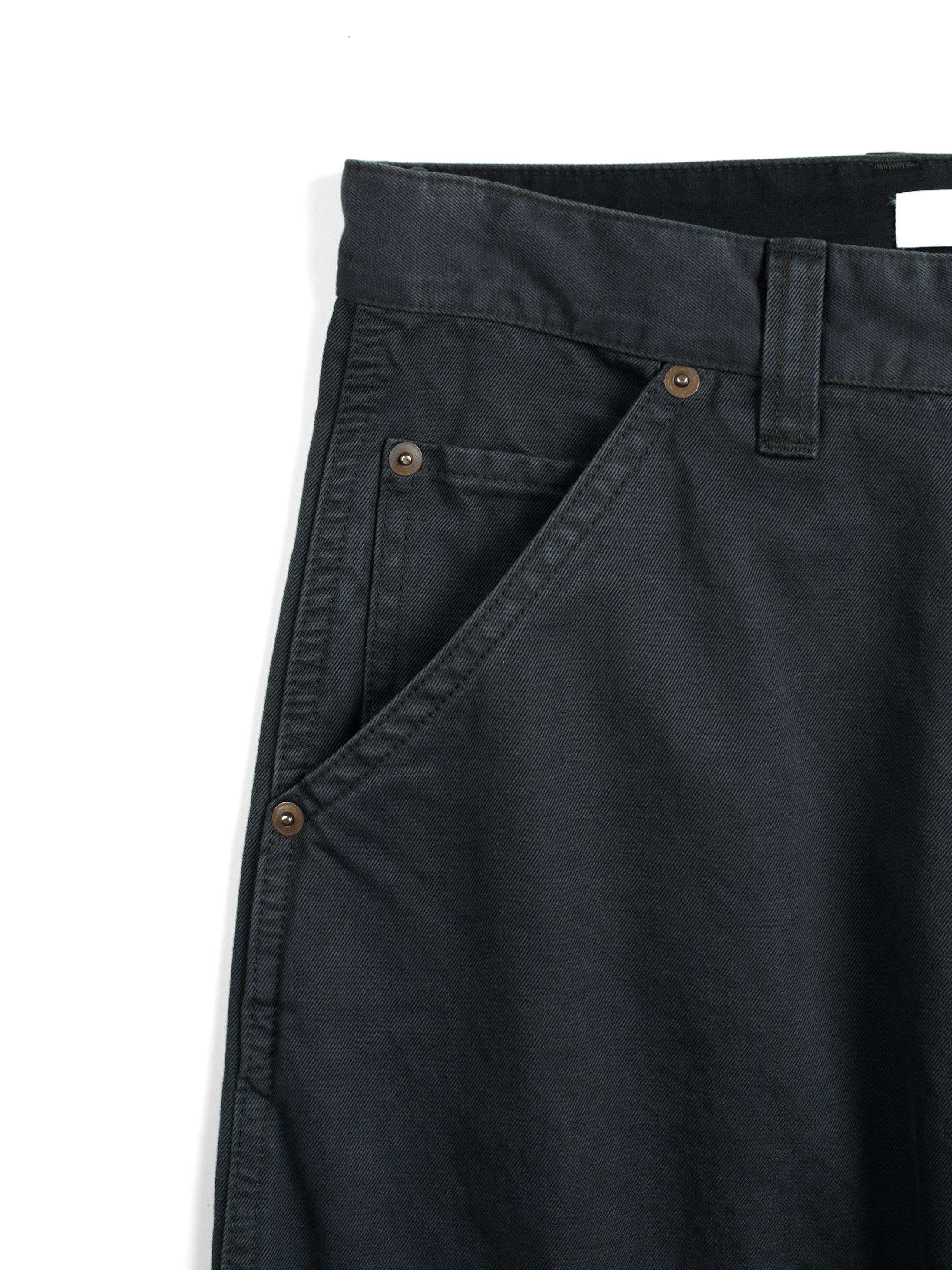 GARMENT DYED FINX/ZIMBABWE COTTON TWILL PAINTER PANTS｜INK BLACK