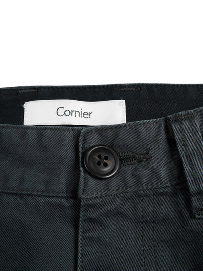 GARMENT DYED  FINX/ZIMBABWE COTTON TWILL PAINTER PANTS｜INK BLACK