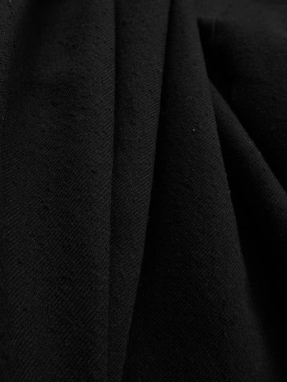 Super140's WOOL SILK NEP OVERSIZED JACKET｜BLACK