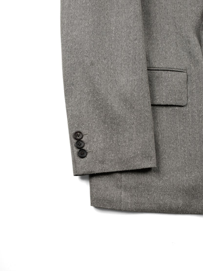 Super130's WOOL/SILK HERRINGBONE DOUBLE BREASTED JACKET｜BROWN