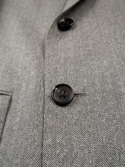 Super130's WOOL/SILK HERRINGBONE DOUBLE BREASTED JACKET｜BROWN