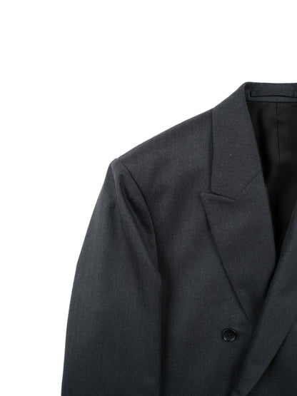 Super130's WOOL/SILK HERRINGBONE DOUBLE BREASTED JACKET｜CHARCOAL