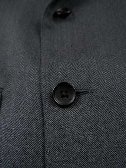 Super130's WOOL/SILK HERRINGBONE DOUBLE BREASTED JACKET｜CHARCOAL