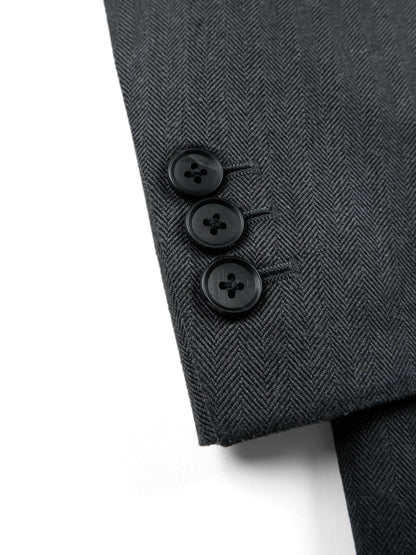 Super130's WOOL/SILK HERRINGBONE DOUBLE BREASTED JACKET｜CHARCOAL
