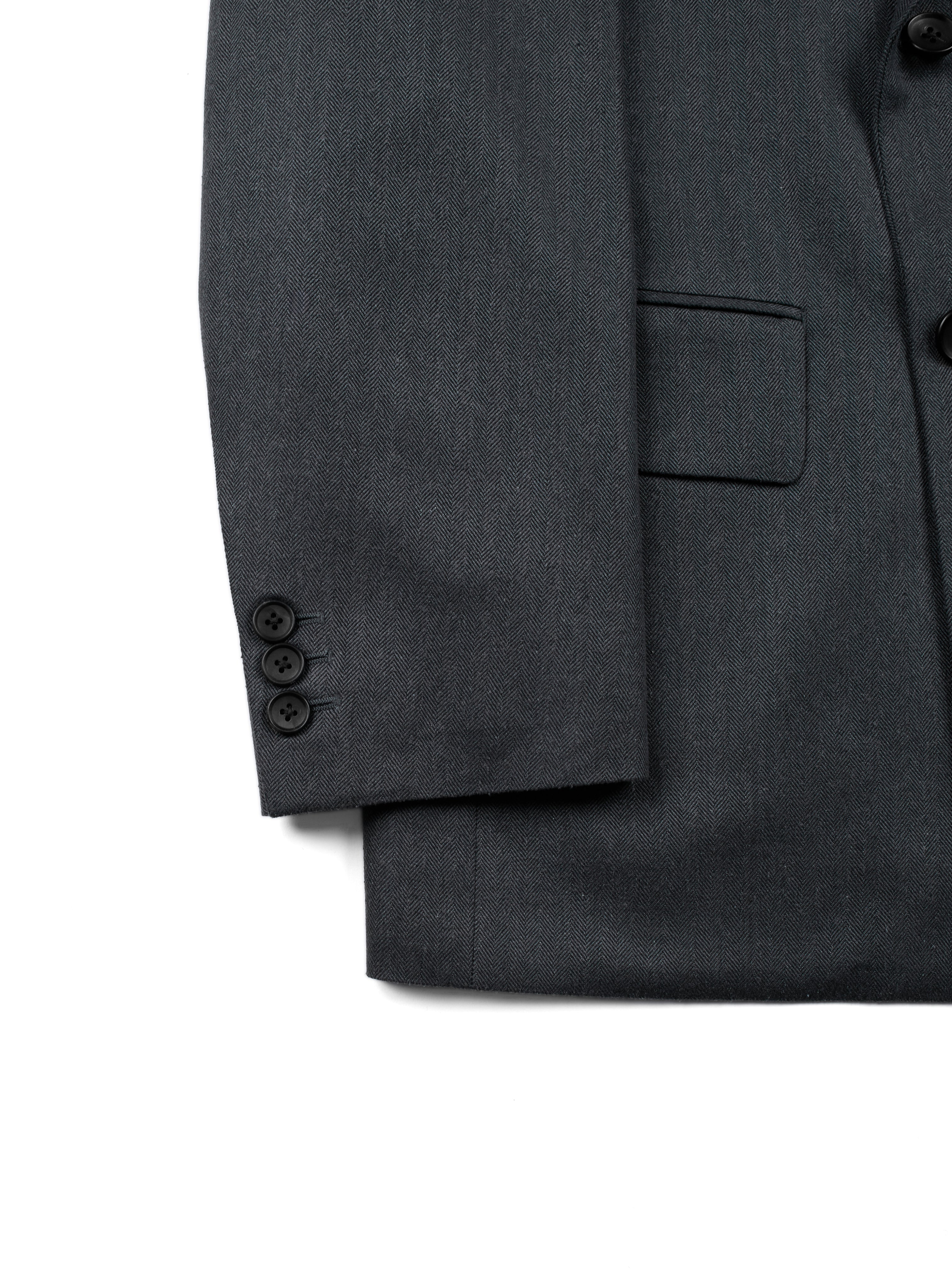 Super130's WOOL/SILK HERRINGBONE DOUBLE BREASTED JACKET｜CHARCOAL