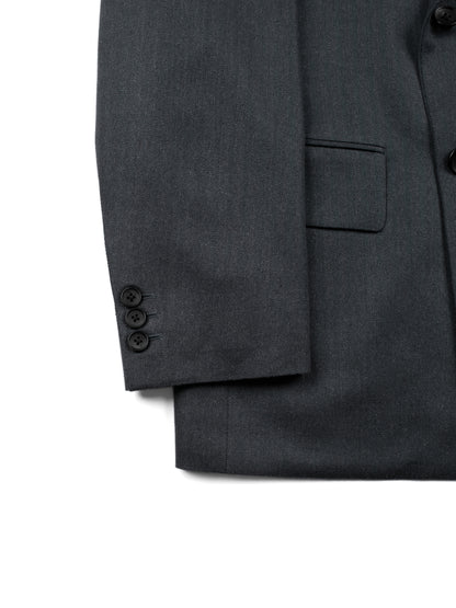 Super130's WOOL/SILK HERRINGBONE DOUBLE BREASTED JACKET｜CHARCOAL