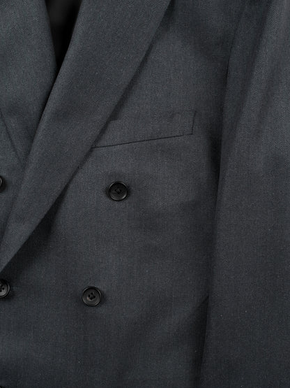 Super130's WOOL/SILK HERRINGBONE DOUBLE BREASTED JACKET｜CHARCOAL