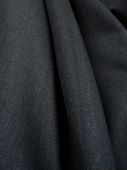 Super130's WOOL/SILK HERRINGBONE DOUBLE BREASTED JACKET｜CHARCOAL