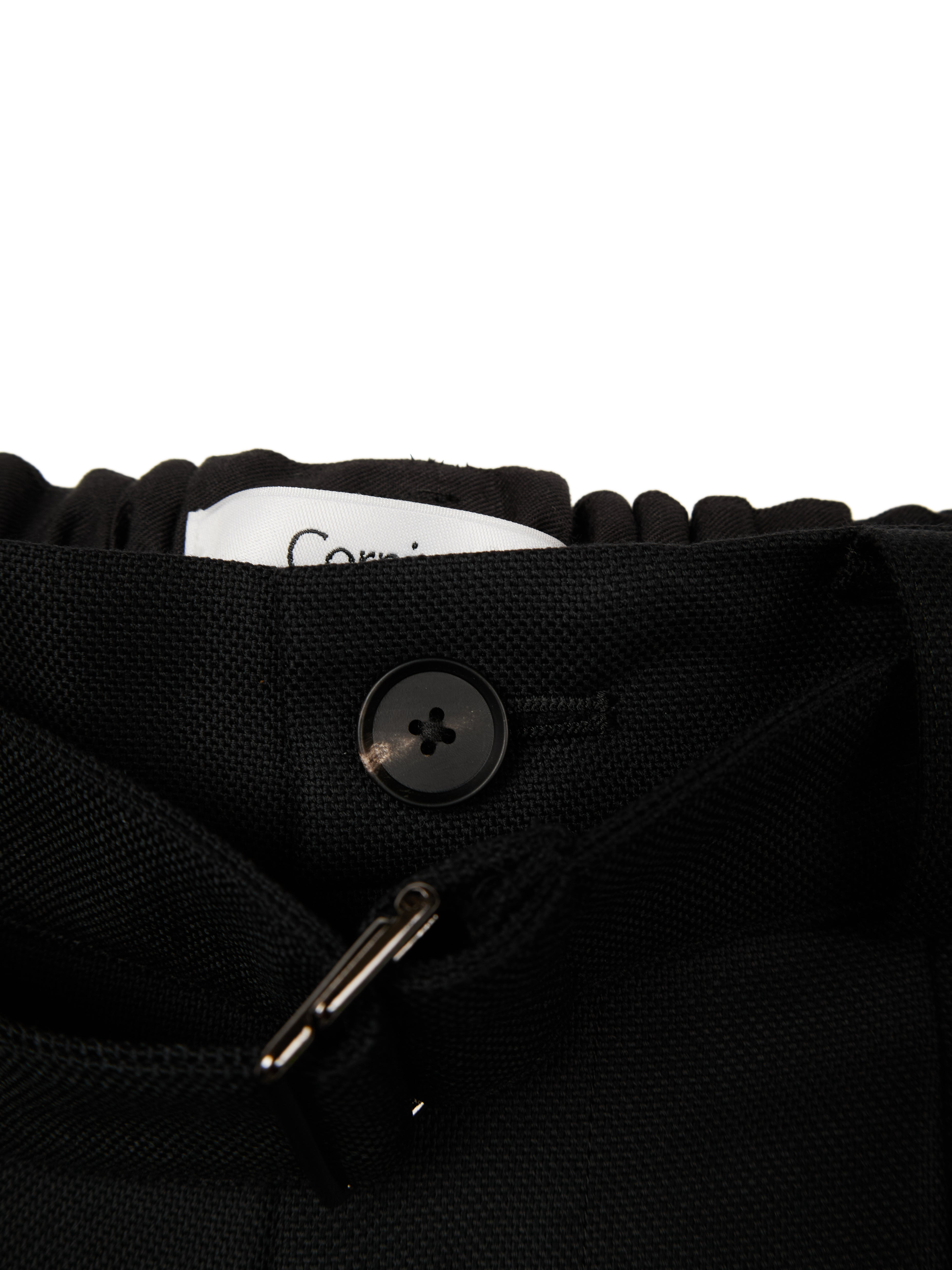 Super140's WOOL MAT BELTED PANTS｜BLACK – Cornier