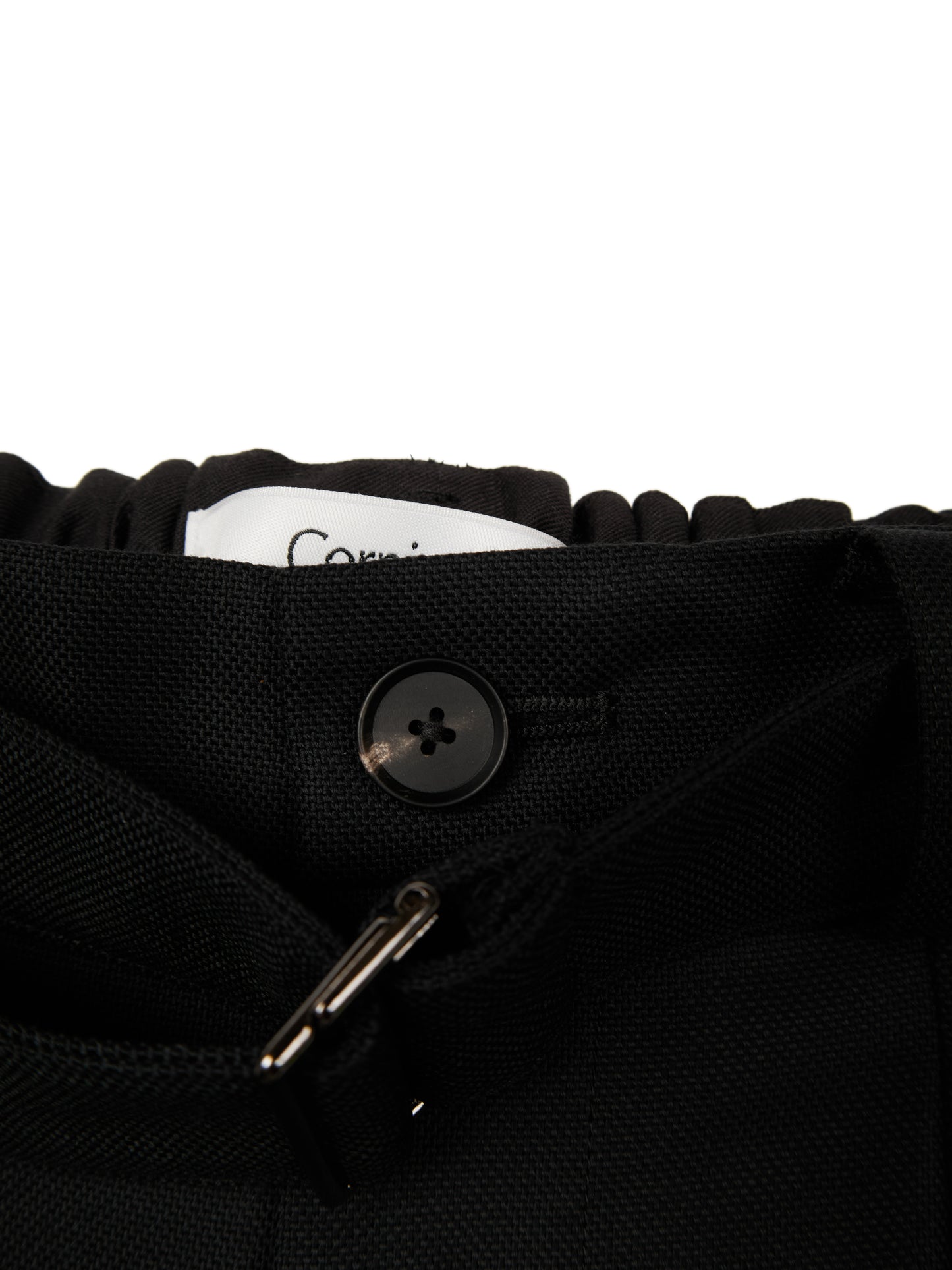 Super140's WOOL MAT BELTED PANTS｜BLACK