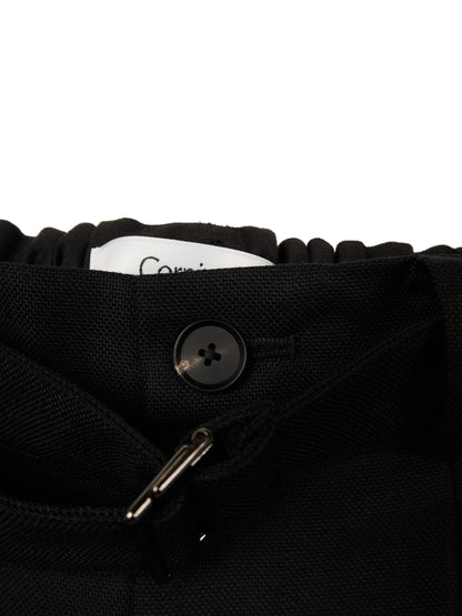 Super140's WOOL MAT BELTED PANTS｜BLACK