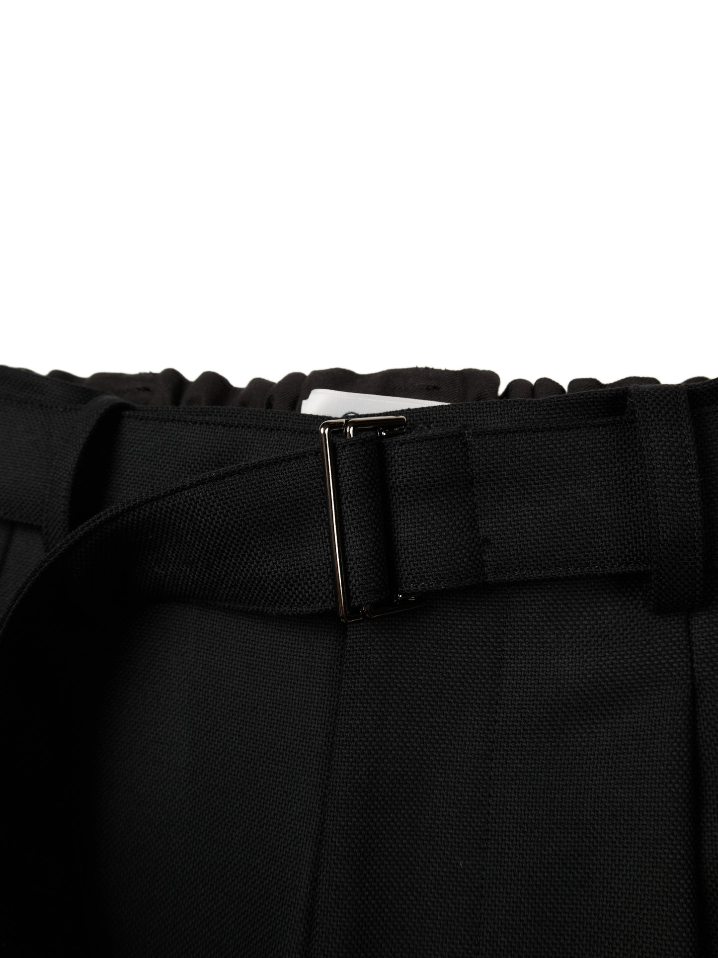 Super140's WOOL MAT BELTED PANTS｜BLACK