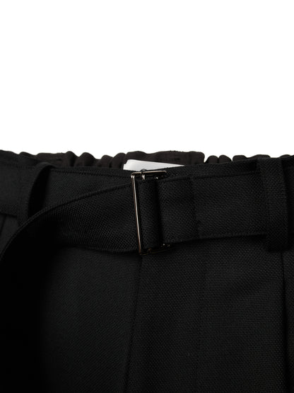 Super140's WOOL MAT BELTED PANTS｜BLACK