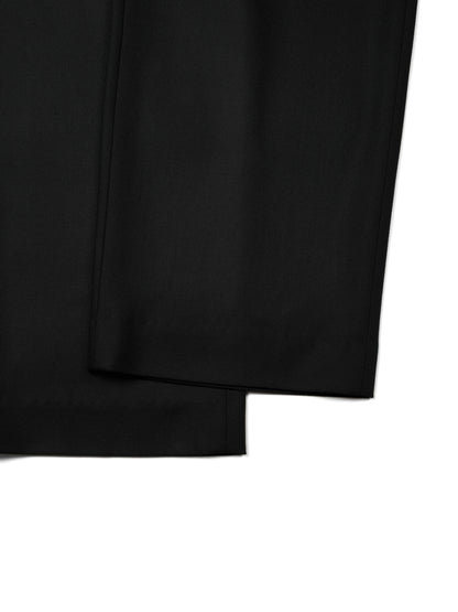 Super140's WOOL MAT BELTED PANTS｜BLACK