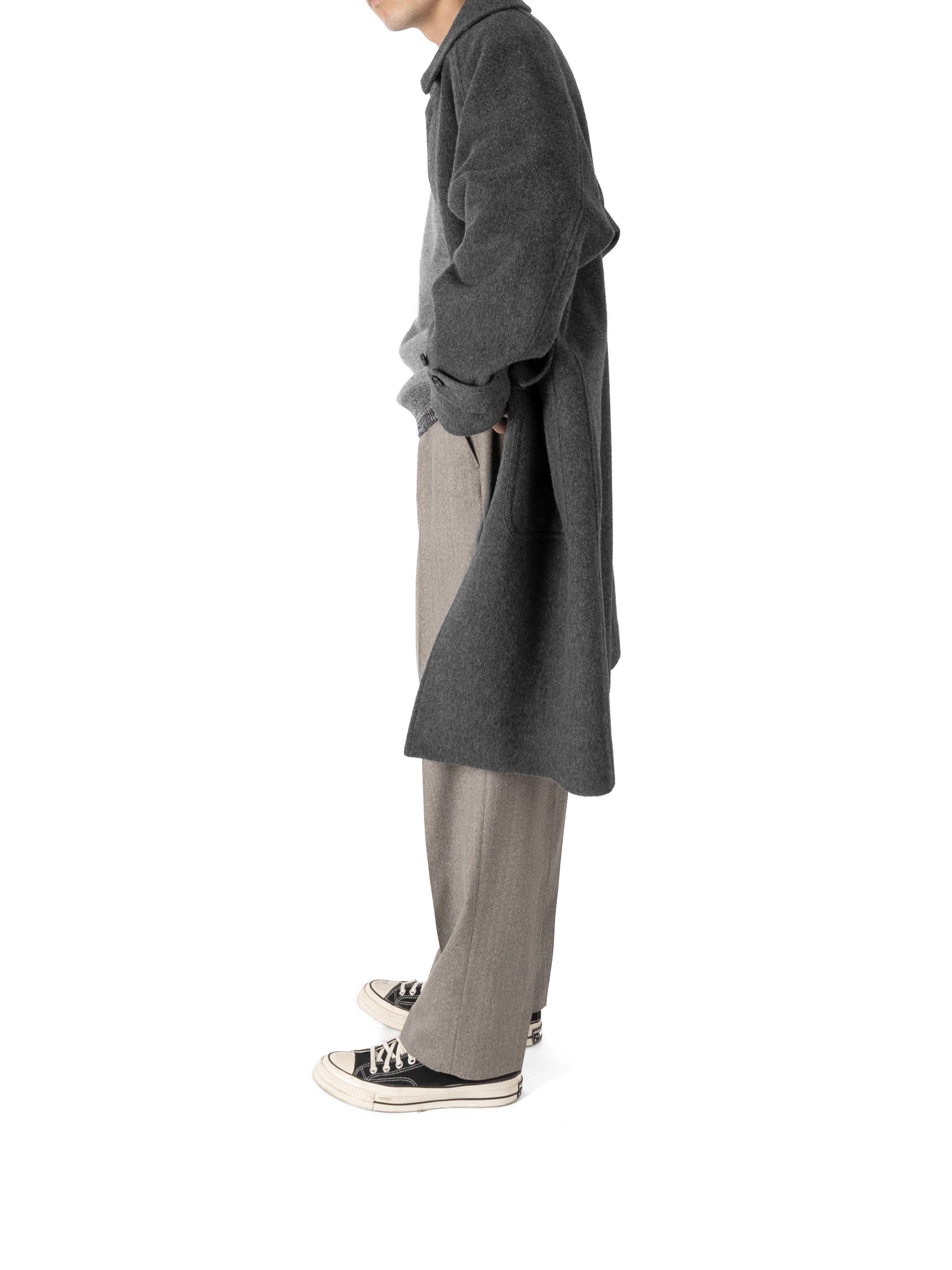 Super130's WOOL/SILK HERRINGBONE SLACKS｜CHARCOAL – Cornier
