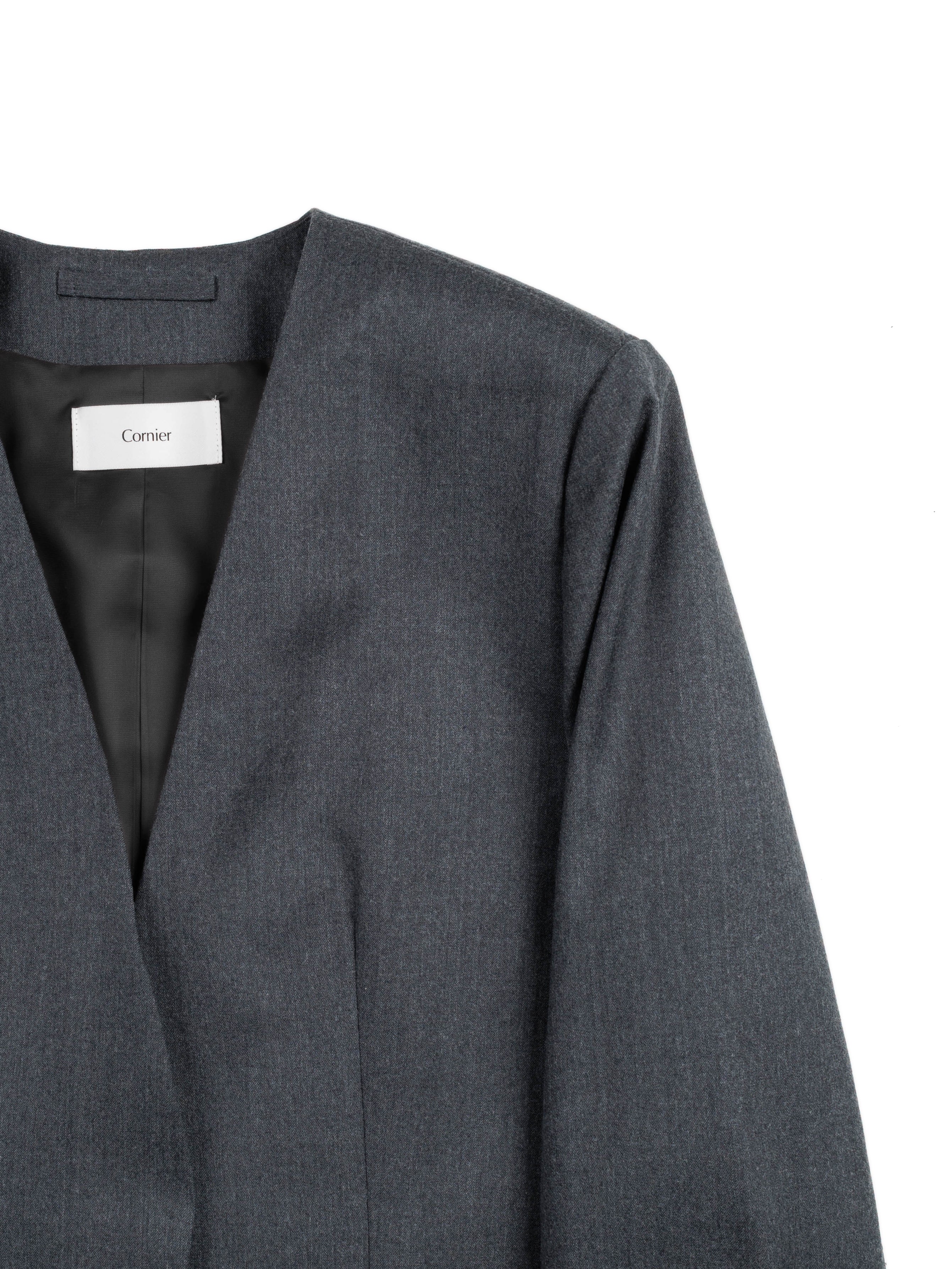 Super130's WORSTED WOOL LIGHT MILLED NO COLLAR JACKET for WOMEN