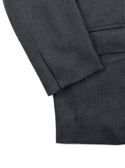 Super130's WORSTED WOOL LIGHT MILLED NO COLLAR JACKET for WOMEN｜TOP GRAY