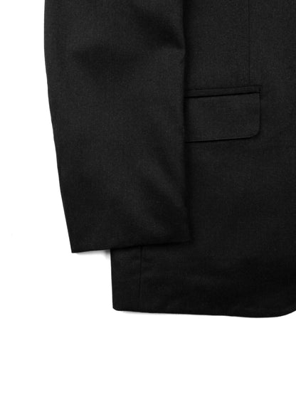 Super130's WORSTED WOOL LIGHT MILLED NO COLLAR JACKET for WOMEN｜TOP BLACK