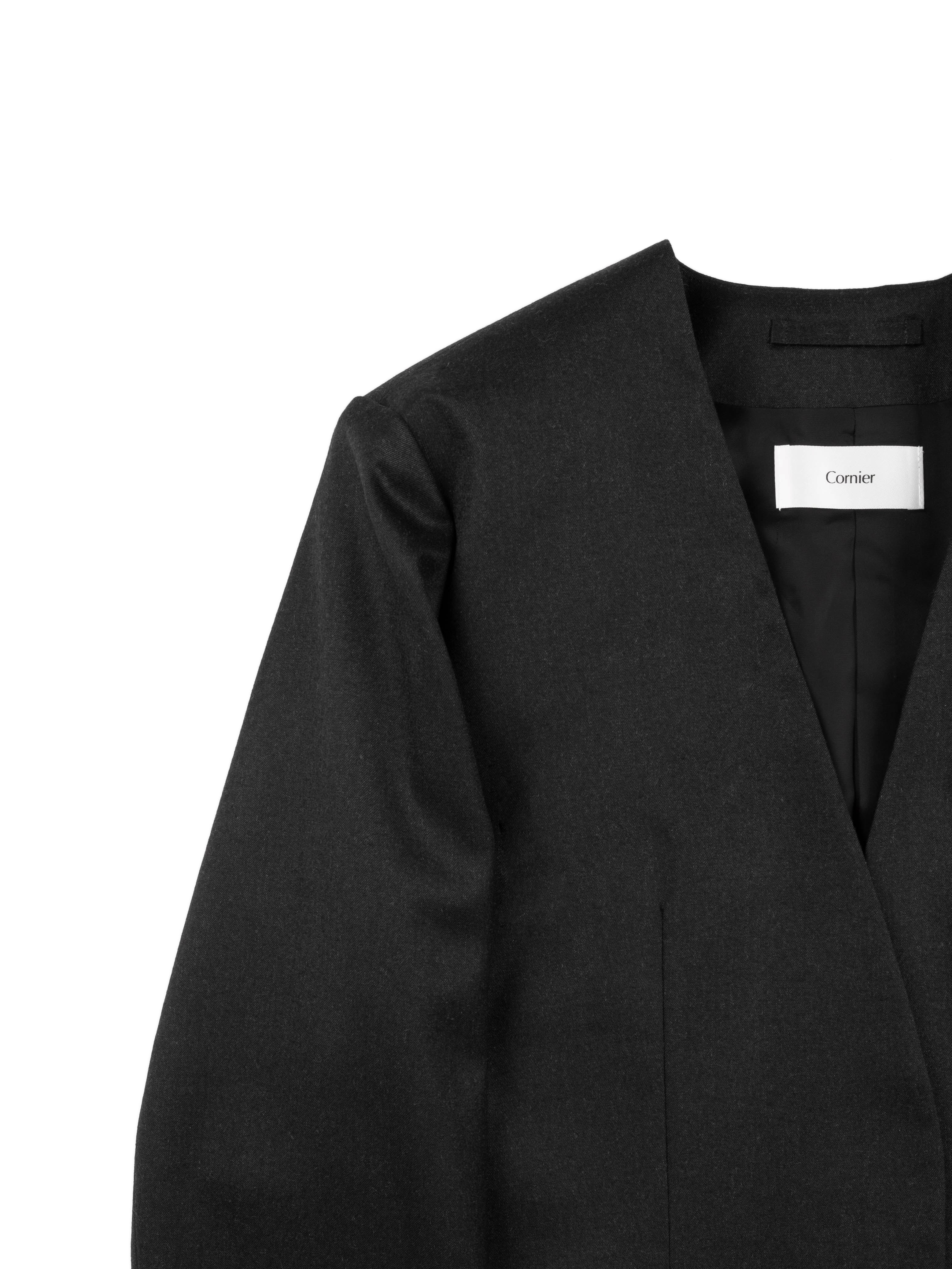 Super130's WORSTED WOOL LIGHT MILLED NO COLLAR JACKET for WOMEN