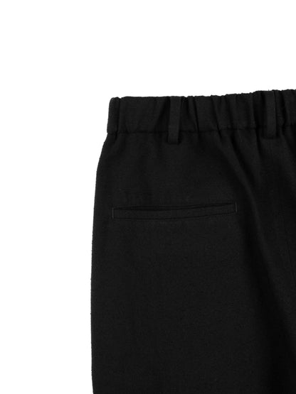 Super140's WOOL SILK NEP BELTED PANTS｜BLACK
