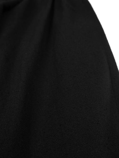 Super140's WOOL SILK NEP BELTED PANTS｜BLACK